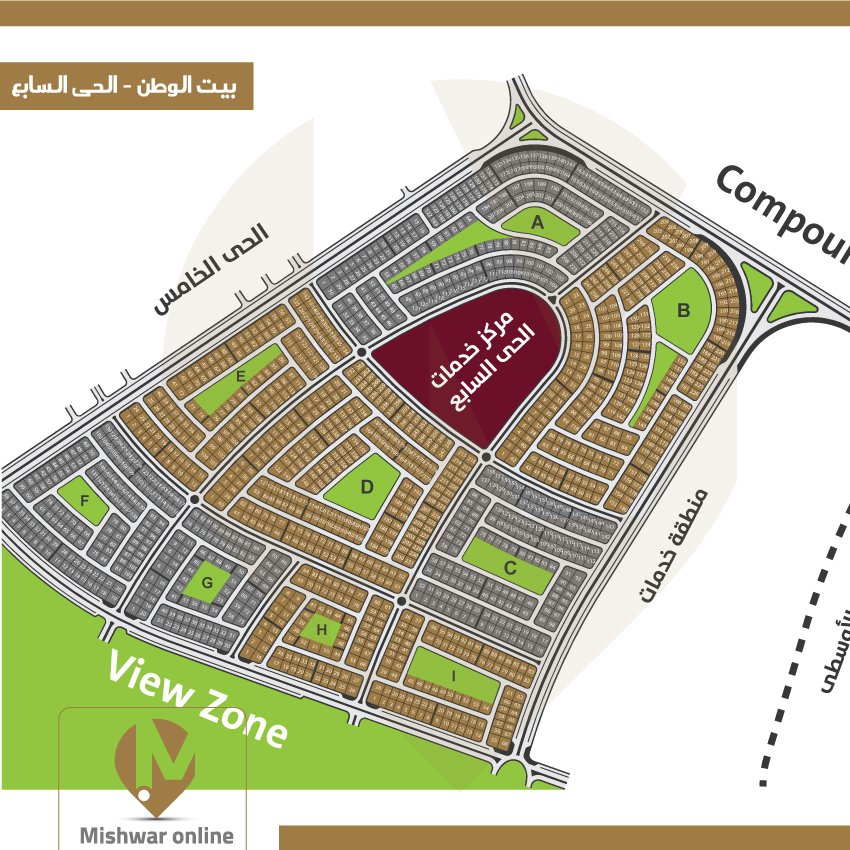 خريطة بيت الوطن الحي السابع
